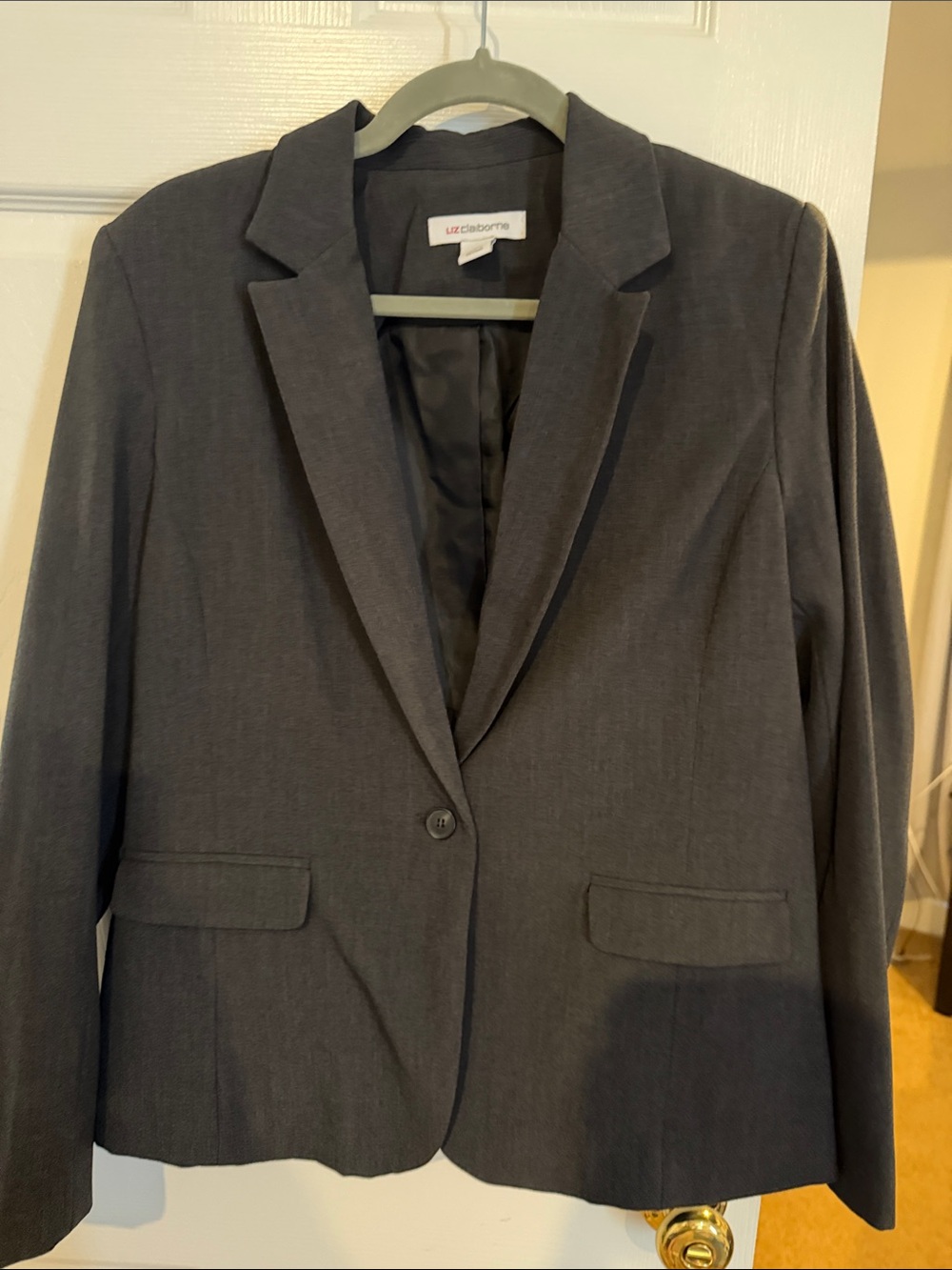 Liz Claiborne Dark Gray Single-Button Blazer